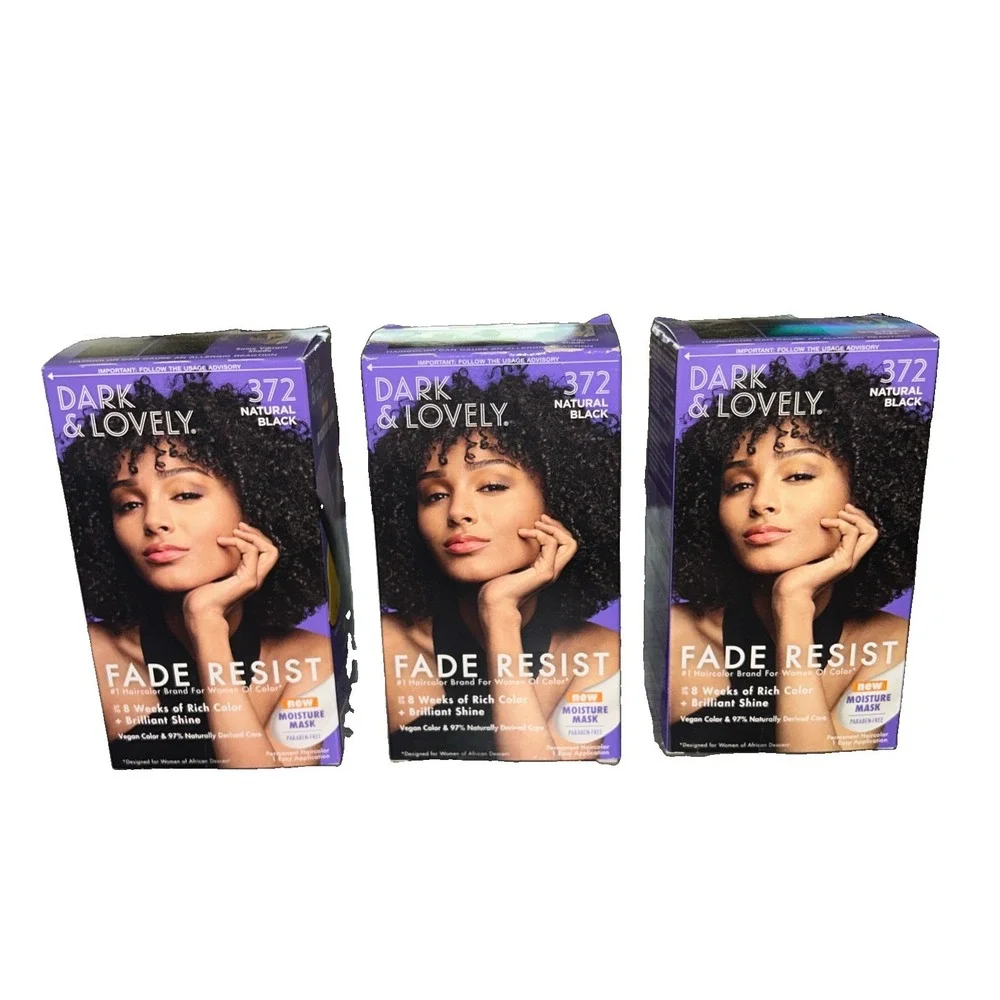 3x Dark & Lovely Color  Natural Black Permanent Fade Resistant Covers Gray Hair